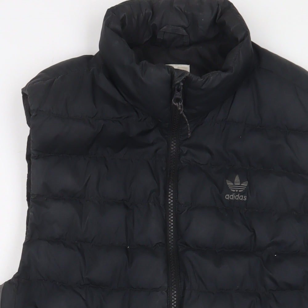 adidas Mens Black Gilet Jacket Size S Zip - Logo, Embroidered