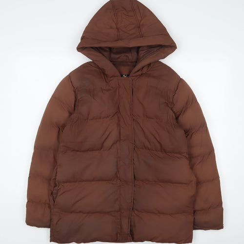 Threadbare Womens Brown Puffer Jacket Coat Size 6 Zip