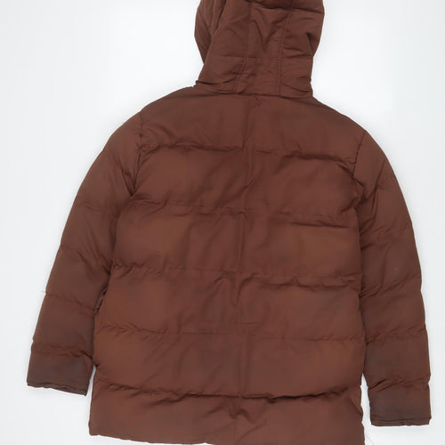 Threadbare Womens Brown Puffer Jacket Coat Size 6 Zip