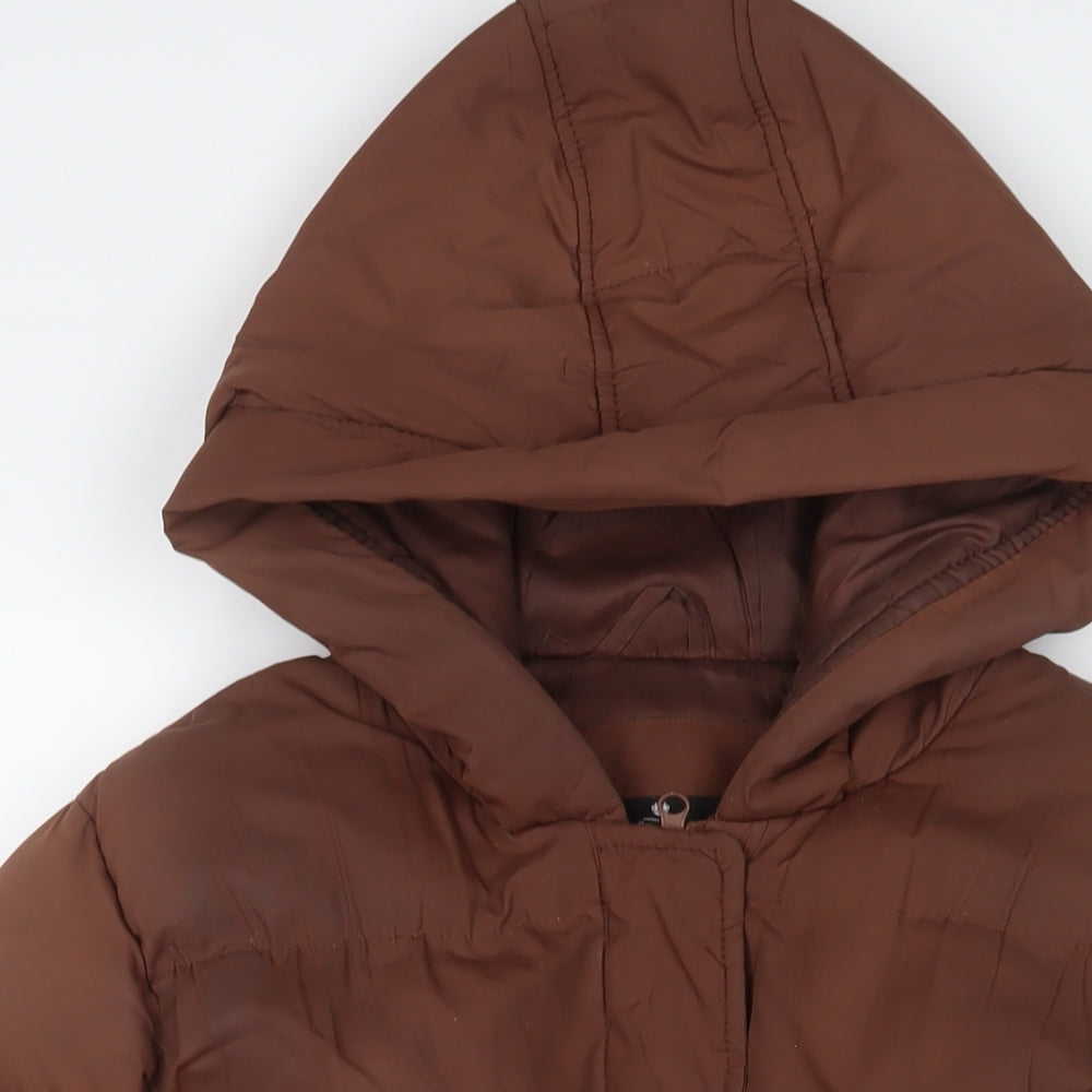 Threadbare Womens Brown Puffer Jacket Coat Size 6 Zip