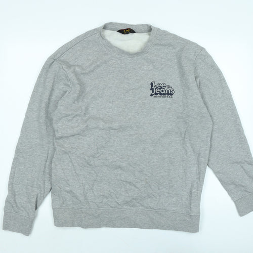 Lee Jeans Mens Grey Polyester Pullover Sweatshirt Size L - Logo