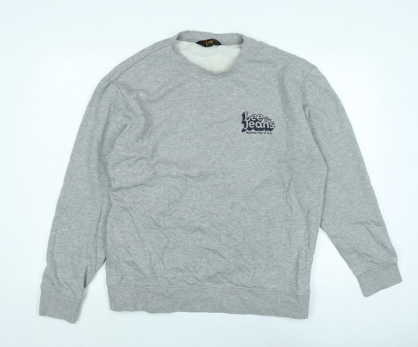 Lee Jeans Mens Grey Polyester Pullover Sweatshirt Size L - Logo