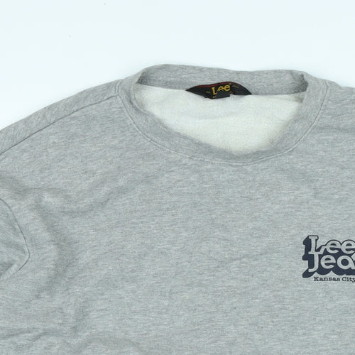 Lee Jeans Mens Grey Polyester Pullover Sweatshirt Size L - Logo