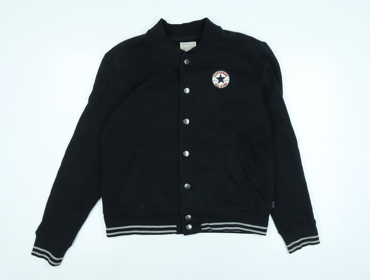 All Star Converse Mens Black Jacket Size S Snap - Logo