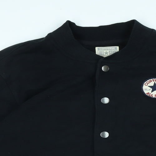 All Star Converse Mens Black Jacket Size S Snap - Logo