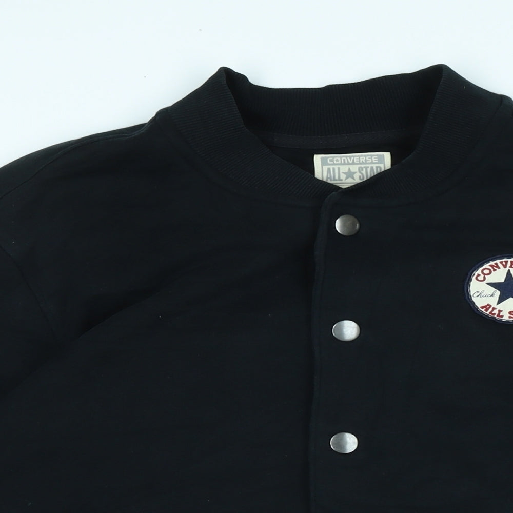 All Star Converse Mens Black Jacket Size S Snap - Logo