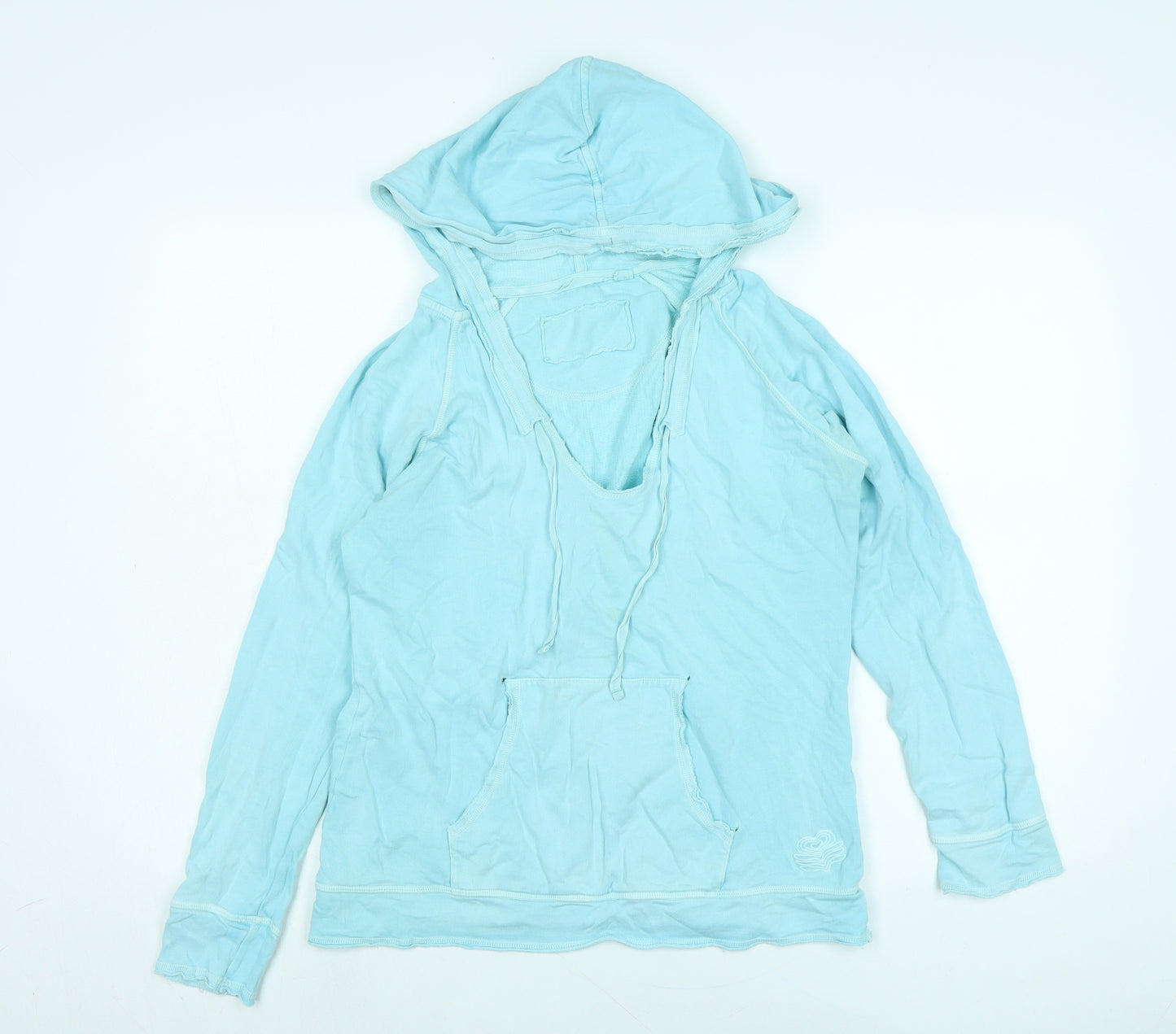White Stuff Womens Blue Cotton Pullover Hoodie Size 10 - Logo