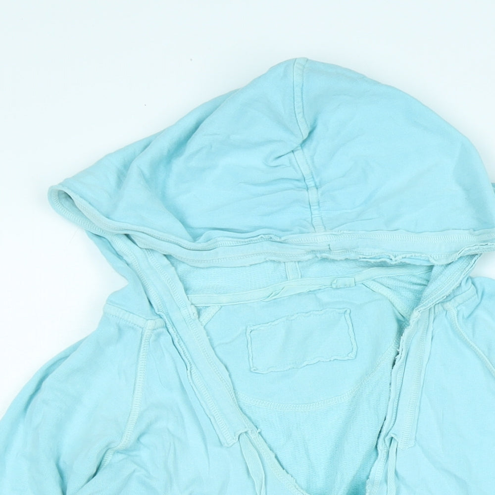 White Stuff Womens Blue Cotton Pullover Hoodie Size 10 - Logo