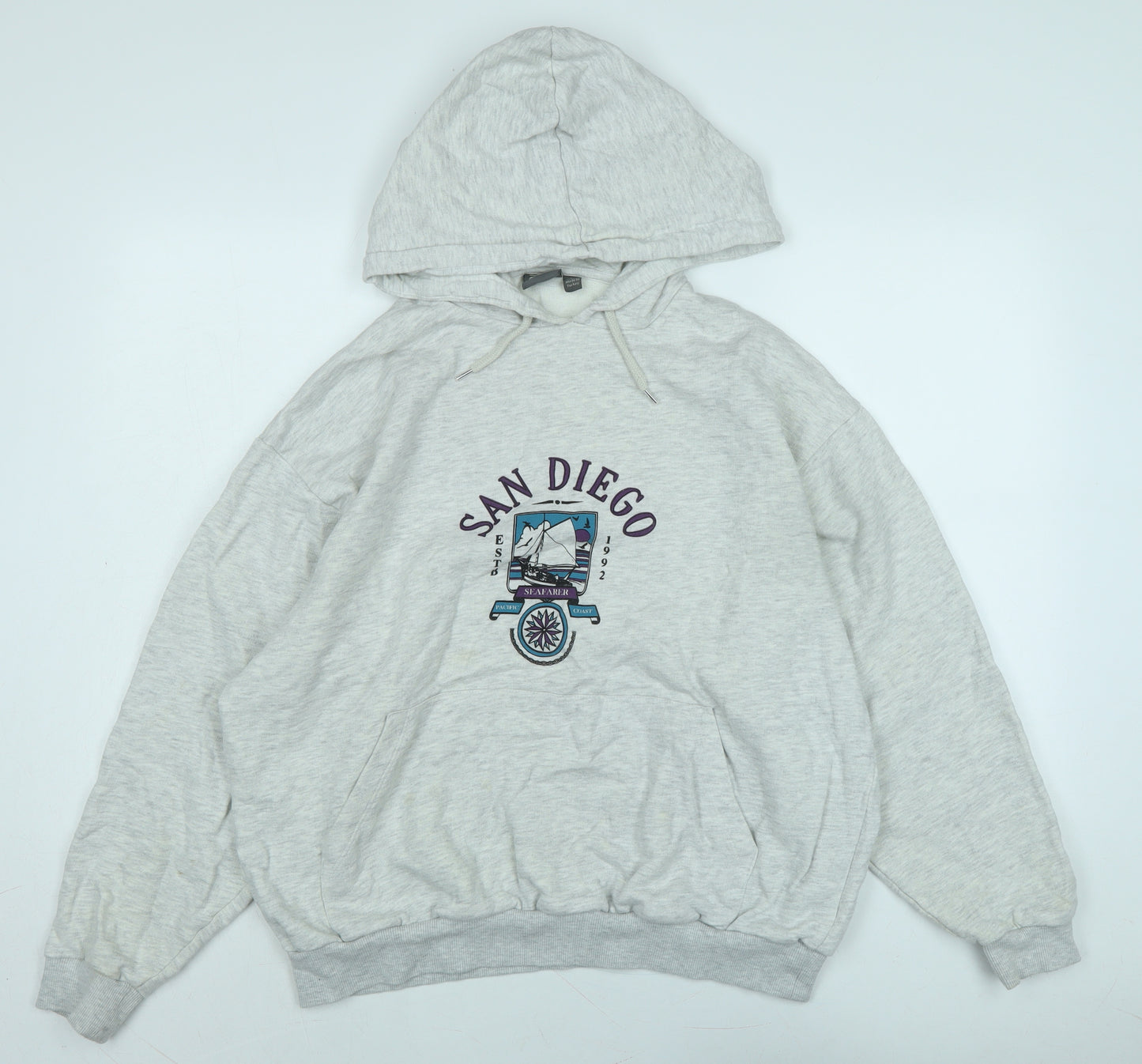 ASOS Mens Grey Polyester Pullover Hoodie Size M - San Diego