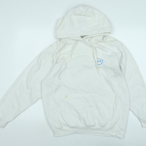 Uneek Mens White Polyester Pullover Hoodie Size M - Logo