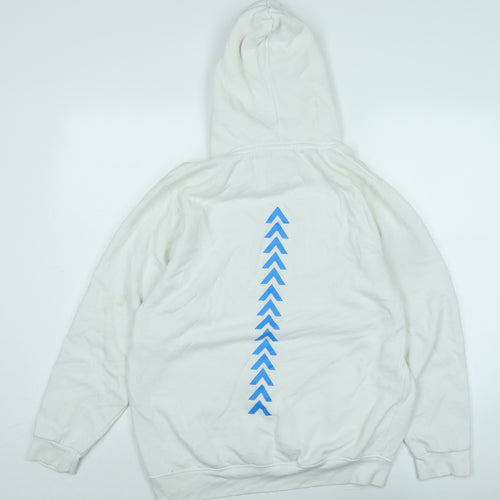 Uneek Mens White Polyester Pullover Hoodie Size M - Logo