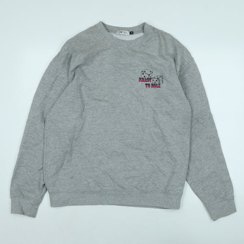 Spotted Mens Grey Polyester Pullover Sweatshirt Size M - Ready to Roll