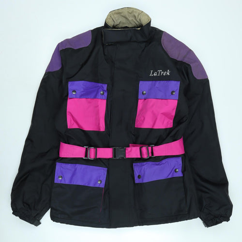 La Trek Womens Black Anorak Coat Size L Zip - Logo