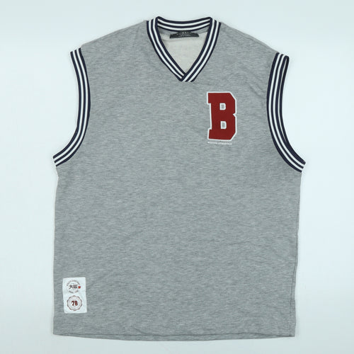 Athletic Dept Mens Grey Polyester Vest Sweatshirt Size XLT - Logo