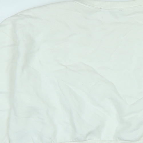 Zara Womens White Polyester Pullover Sweatshirt Size S - Glitter beading