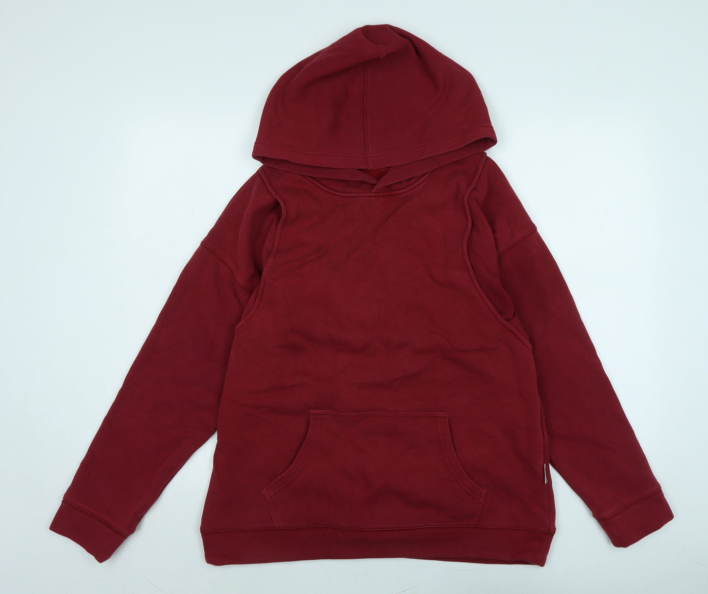 Stylish Womens Red Polyester Pullover Hoodie Size 14
