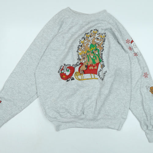 Ultra sweats Mens Grey Polyester Pullover Sweatshirt Size L - Jingle Bells
