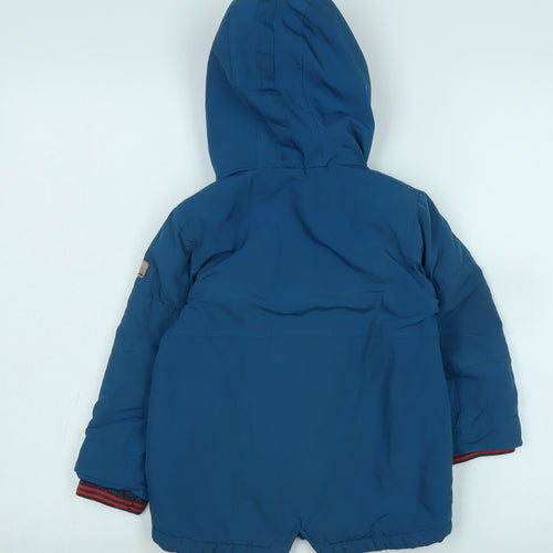 NEXT Boys Blue Parka Coat Size 3-4 Years Zip