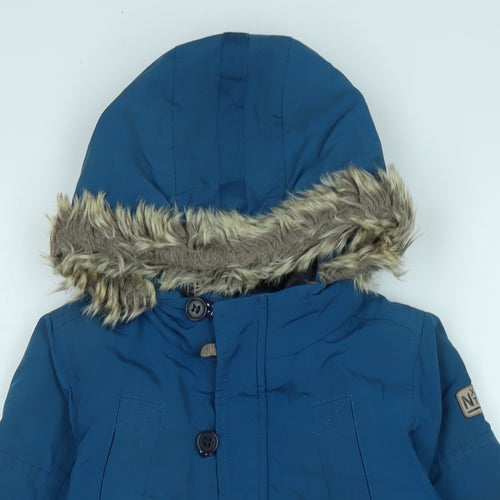 NEXT Boys Blue Parka Coat Size 3-4 Years Zip