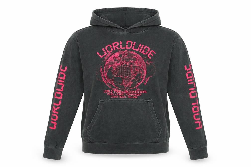 Front view of PRETTYLITTLETHING women’s grey polyester pullover hoodie, size S
