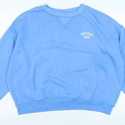 H&M Womens Blue Polyester Pullover Sweatshirt Size L
