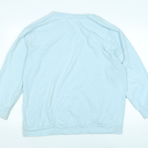 Divided Womens Blue Cotton Basic T-Shirt Size L Boat Neck