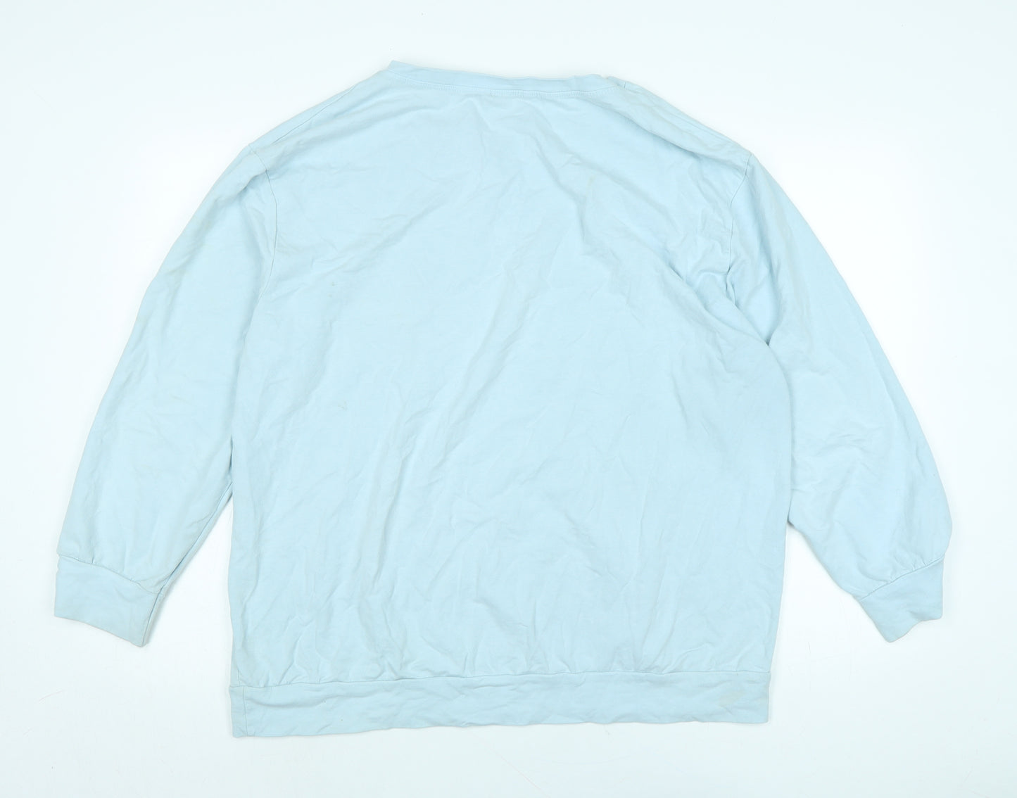 Divided Womens Blue Cotton Basic T-Shirt Size L Boat Neck