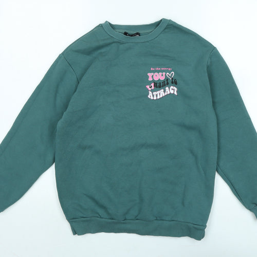 New Look Girls Green Polyester Pullover Sweatshirt Size 10-11 Years