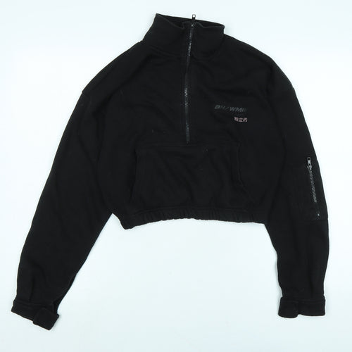 Boohoo Womens Black Polyester Pullover Sweatshirt Size 10