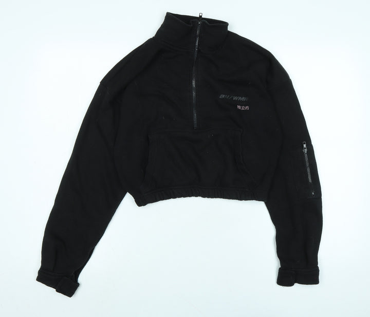 Boohoo Womens Black Polyester Pullover Sweatshirt Size 10