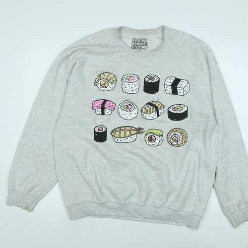 New Love Club Womens Grey Polyester Pullover Sweatshirt Size M