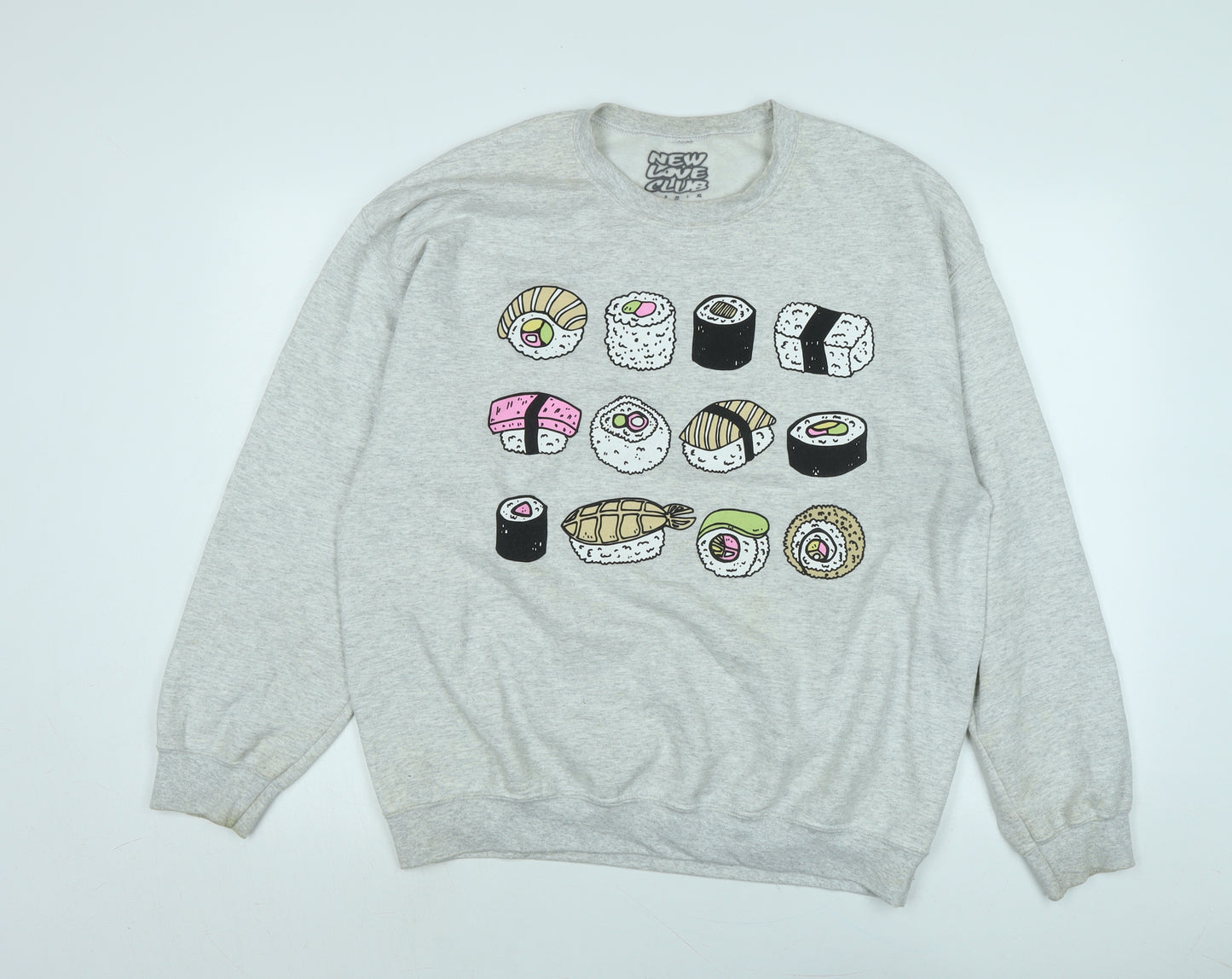 New Love Club Womens Grey Polyester Pullover Sweatshirt Size M