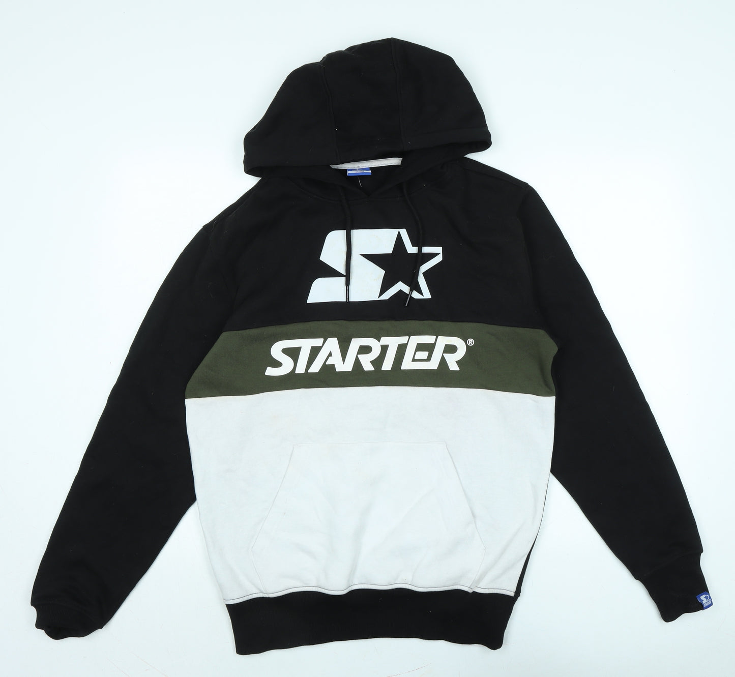 Never Stop Mens Black Polyester Pullover Hoodie Size M