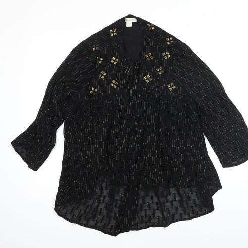 Monsoon Womens Black Geometric Kimono Blazer Size 12 - Sequin detail