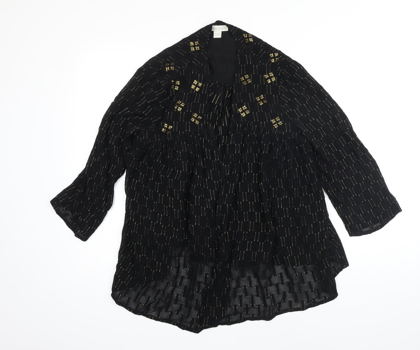 Monsoon Womens Black Geometric Kimono Blazer Size 12 - Sequin detail