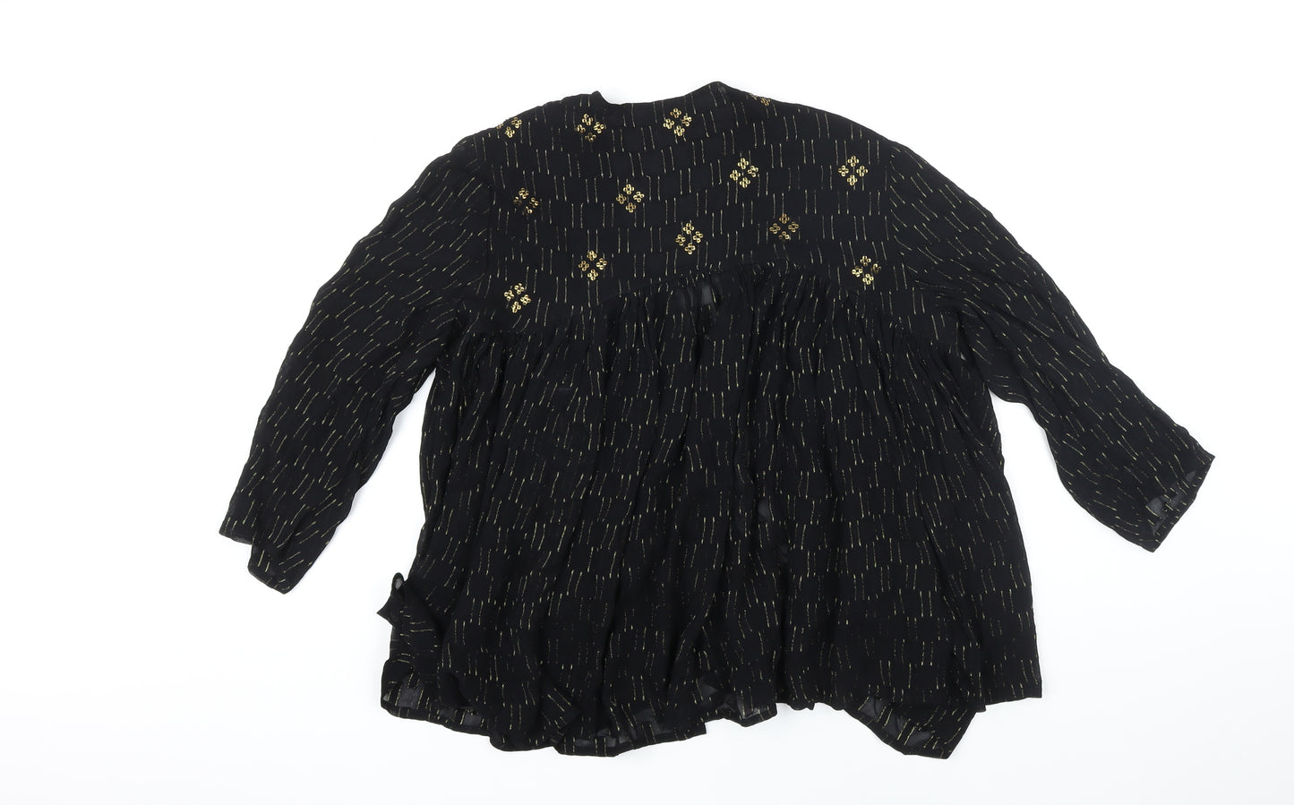 Monsoon Womens Black Geometric Kimono Blazer Size 12 - Sequin detail