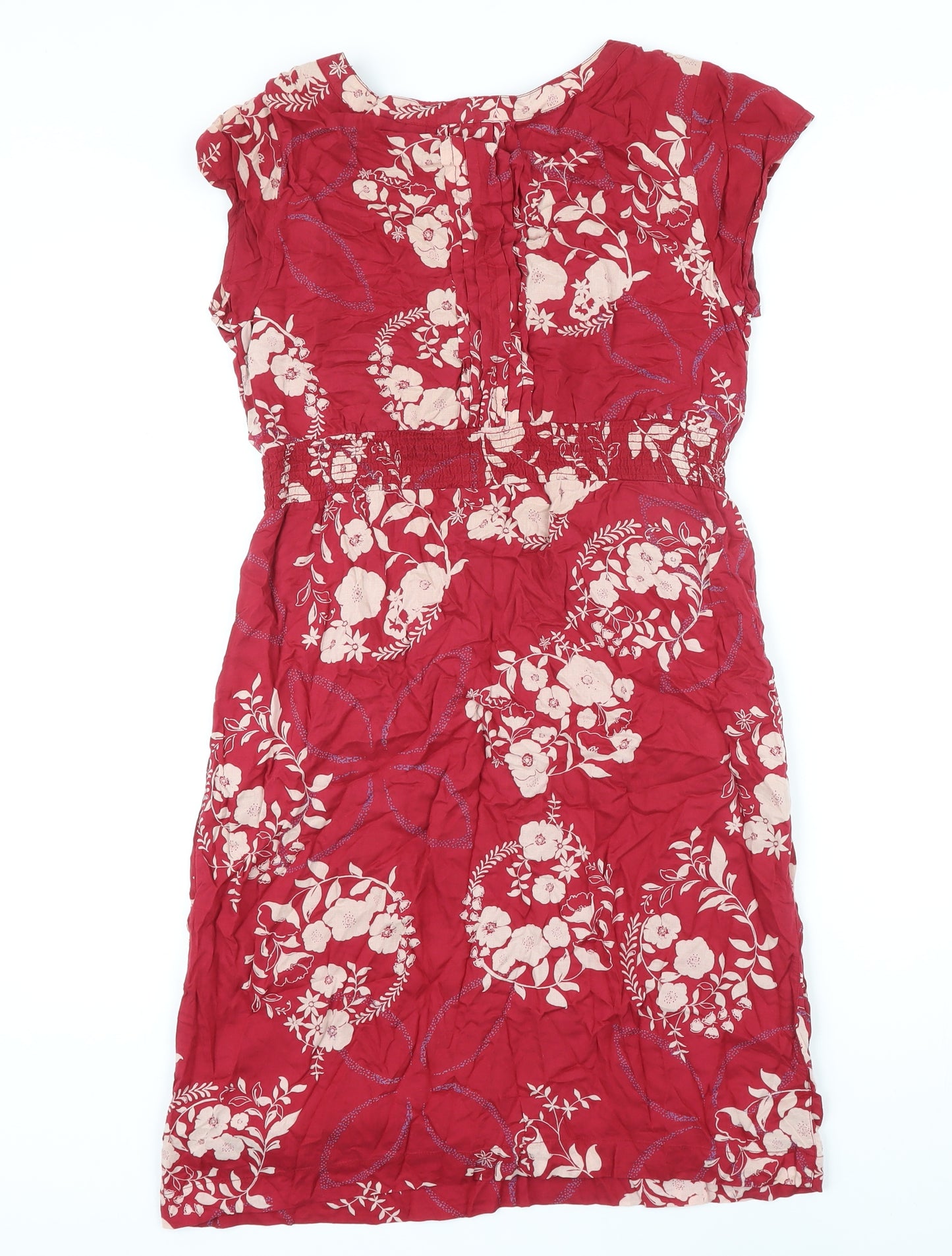 White Stuff Womens Red Floral Viscose Shift Size 10 V-Neck