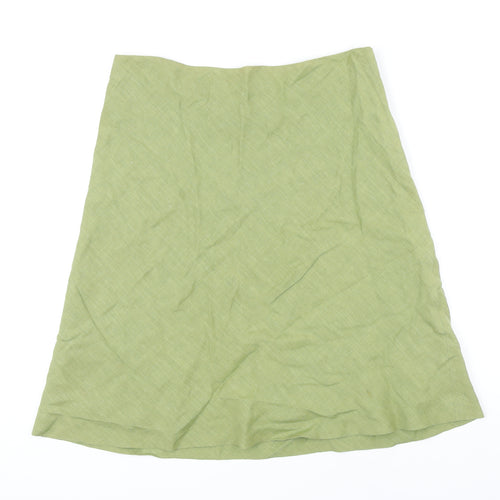 Jigsaw Womens Green Linen A-Line Skirt Size 14 Zip