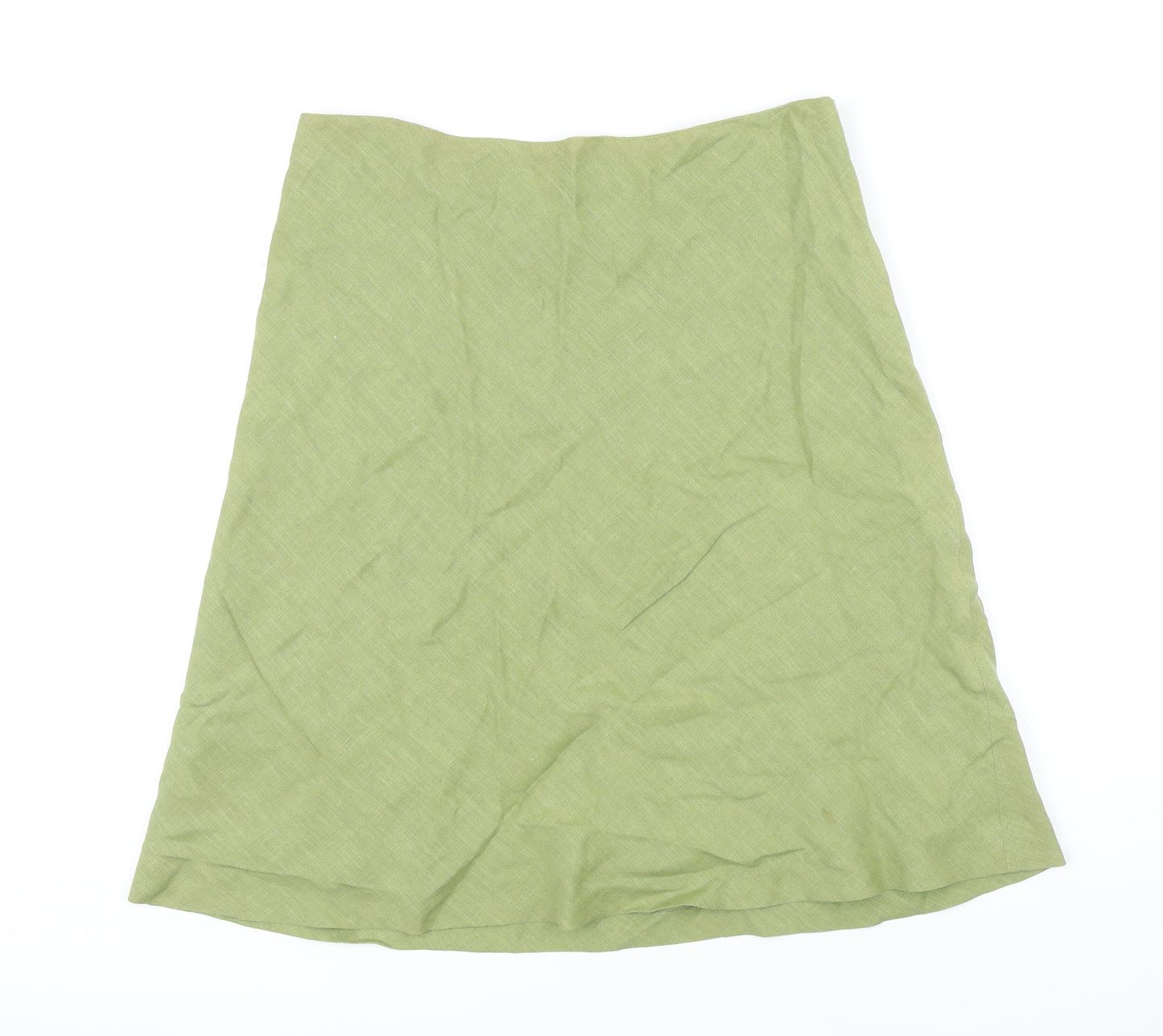 Jigsaw Womens Green Linen A-Line Skirt Size 14 Zip