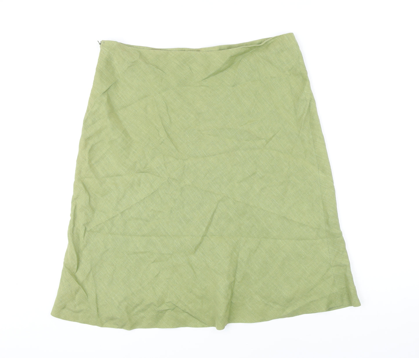 Jigsaw Womens Green Linen A-Line Skirt Size 14 Zip