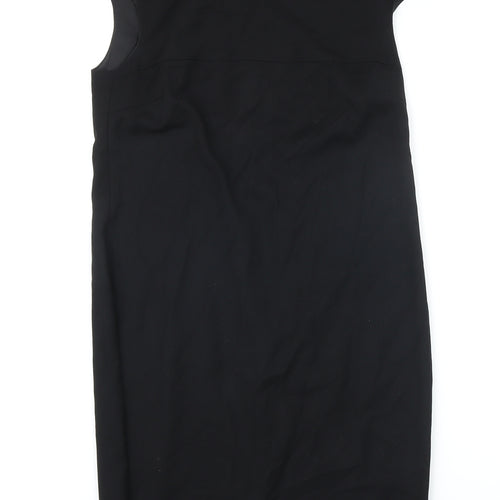 Benetton Womens Black Viscose Pencil Dress Size S Round Neck