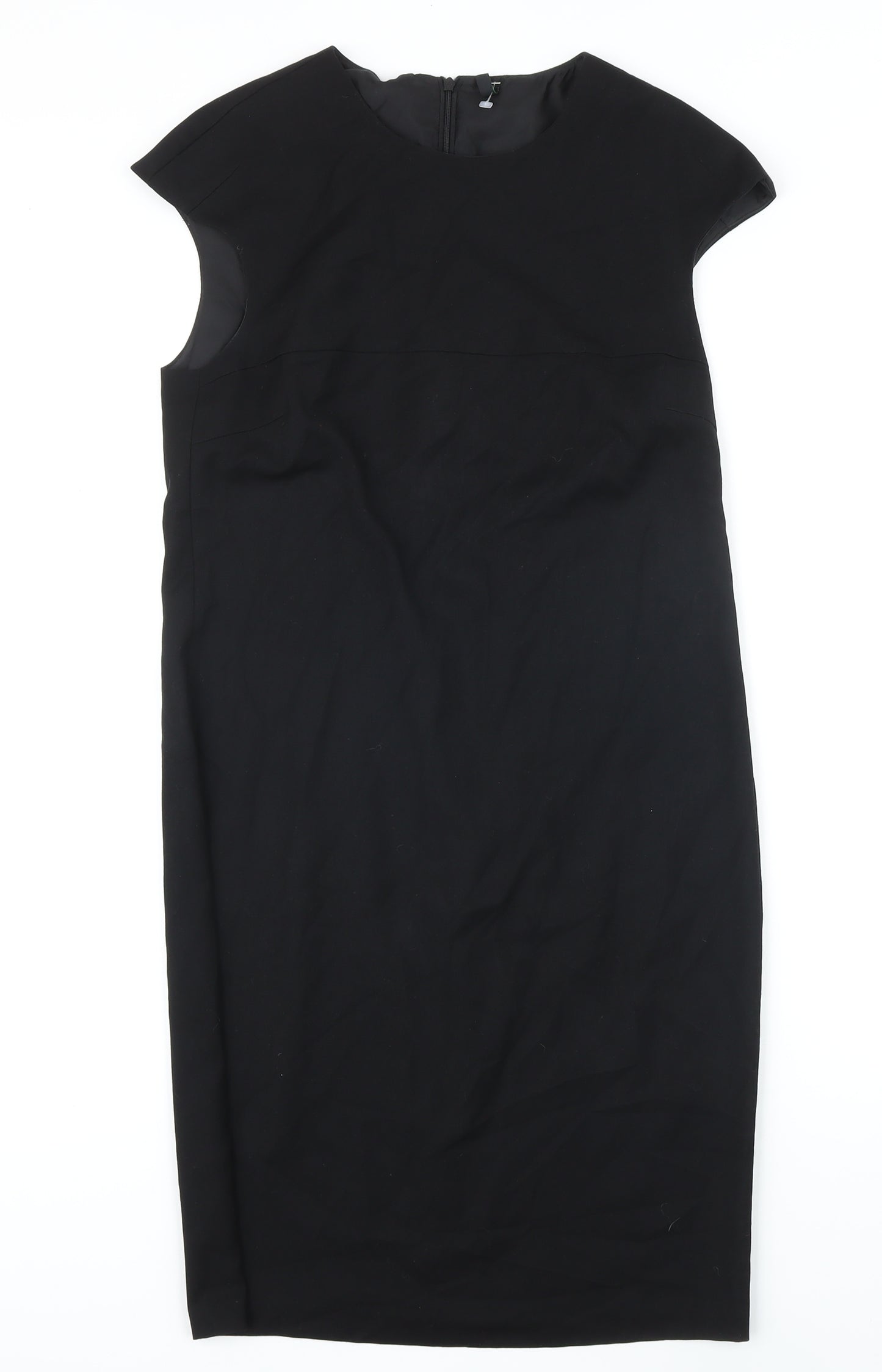Benetton Womens Black Viscose Pencil Dress Size S Round Neck