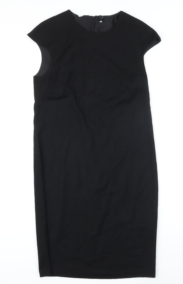 Benetton Womens Black Viscose Pencil Dress Size S Round Neck