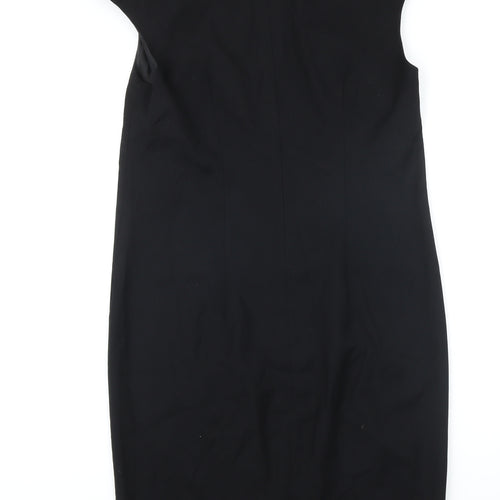 Benetton Womens Black Viscose Pencil Dress Size S Round Neck