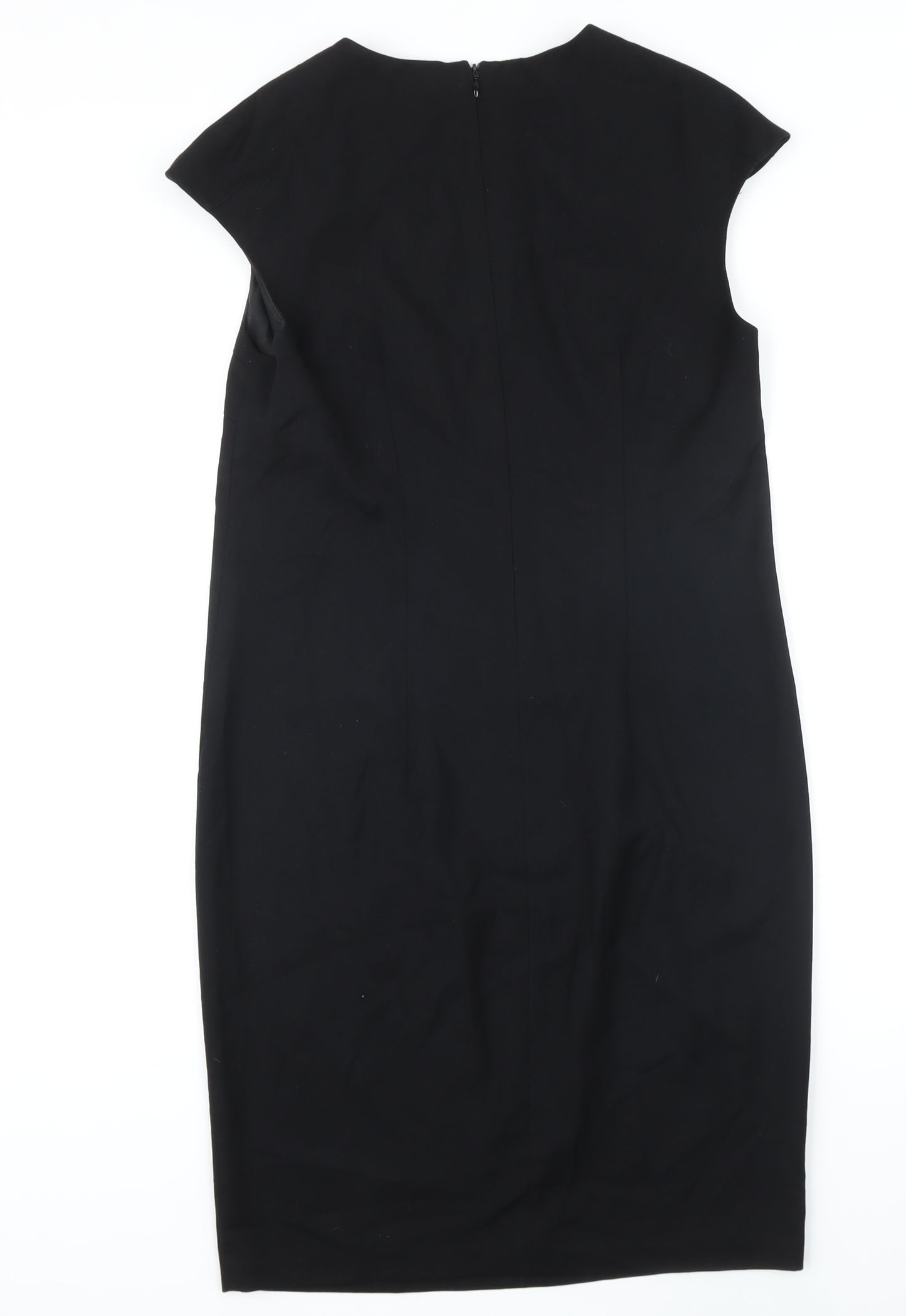 Benetton Womens Black Viscose Pencil Dress Size S Round Neck