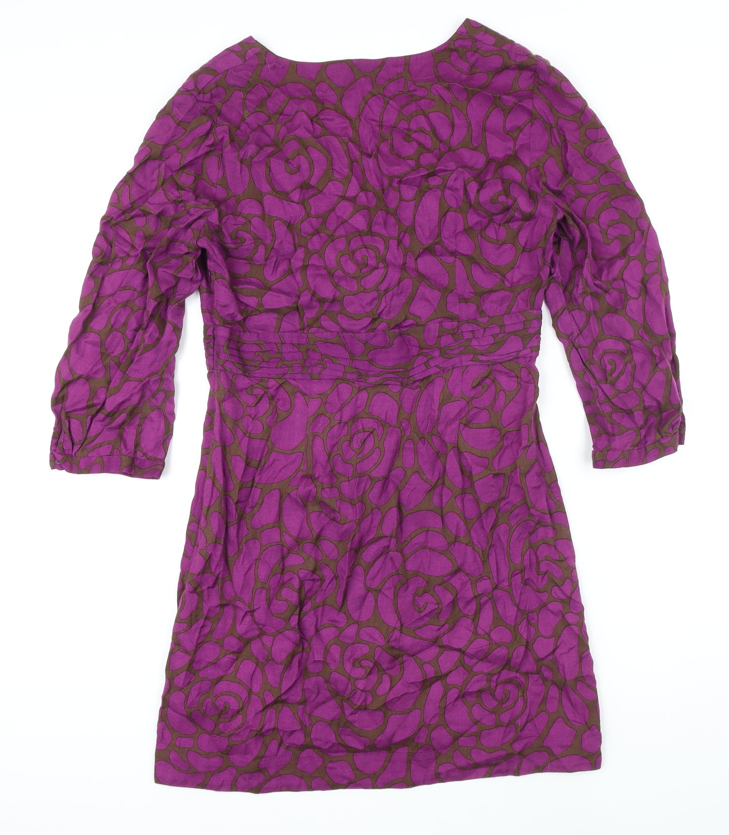 Boden Womens Purple Geometric Viscose A-Line Size 12 V-Neck Zip