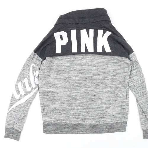 PINK Womens Grey Colourblock Polyester Pullover Sweatshirt Size XS