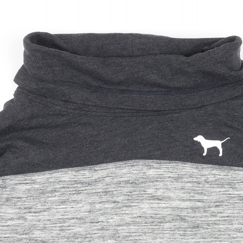 PINK Womens Grey Colourblock Polyester Pullover Sweatshirt Size XS