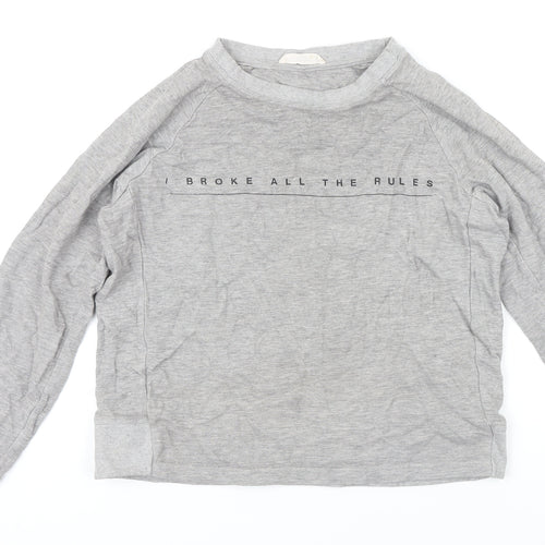 Mango Womens Grey Polyester Pullover Sweatshirt Size S