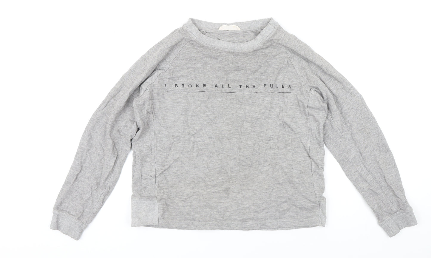 Mango Womens Grey Polyester Pullover Sweatshirt Size S